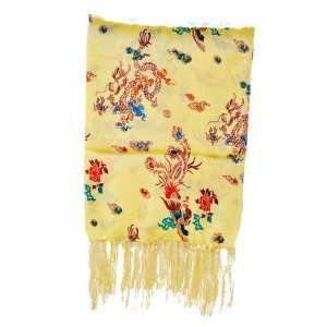  Chinese Yellow Dragon and Phoenix Silk Scarf Everything 