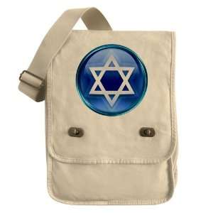   Messenger Field Bag Khaki Blue Star of David Jewish 