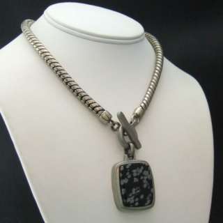 Ben Amun Pewter Toggle Large Art Glass Chunky Necklace  