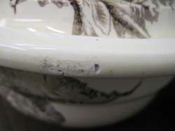 WEDGWOOD SEAWEED COVERED BUTTER CHEESE DISH BOWL & INSERT BROWN 
