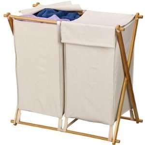  X Framed Double Wood & Canvas Hamper by Household 