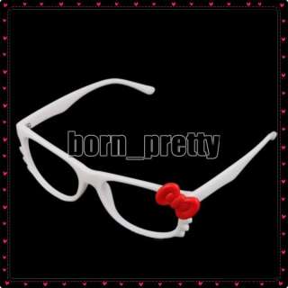 HelloKitty Eyeglasses Frame Red Bowknot White Frame No Lense Glasses 