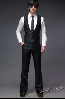 Mens Slim Luxury Skinny Casual Dress Vest Black M L XL  