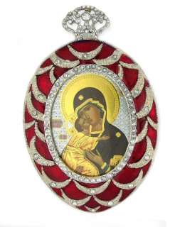 Russian Icon Virgin Mary Child Jesus Pendant Frame  