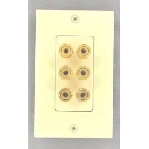  Ivory 3 Speaker Wall Plate   Gold Plated Binding Posts 
