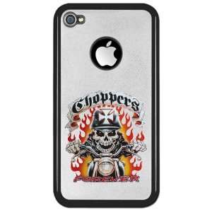 iPhone 4 or 4S Clear Case Black Choppers Forever with Skeleton Biker 