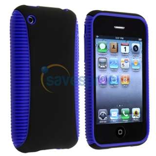 HYBRID Blue TPU Rubber CASE Black Hard COVER+Privacy LCD Film For 