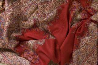 Kani Jamawar, Wool, Paisley Shawl. Cheerfully Red  