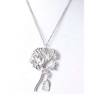   Life Necklace with Bird and Cage Charms  Lead and Nickel Free: Jewelry