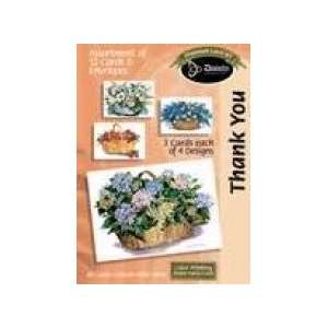  Boxed Gift Cards Thank You Flower Basket (12 Pack 