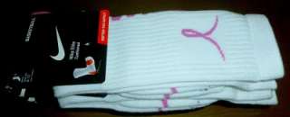 NEW Nike Elite Breast Cancer Basketball Crew Sock Size L 8 12 White 