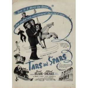 1945 Movie Ad, TARS AND SPARS, starring Janet Blair and Alfred Drake 