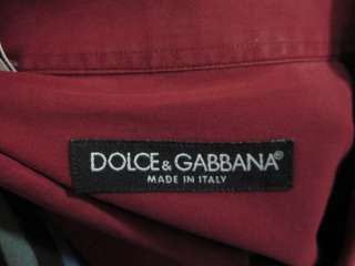 DOLCE & GABBANA Mens Maroon Button Up Shirt Sz 44 17.5  