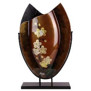 Cherry Blossom Flowers Oval Fused Glass Vase:  Kitchen 