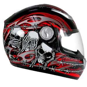  Hawk Fear No Evil Red Motorcycle Helmet: Automotive