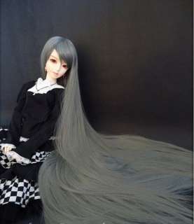 10 1/3 dollfie hair SD BJD doll Straight Wig   gray  