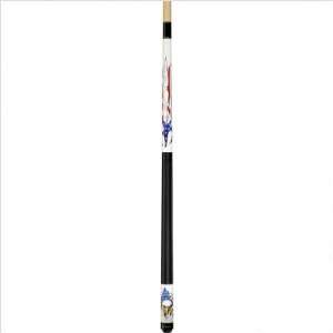Players D PEG White Pool Cue with Eagle and American Flag Flame Weight 