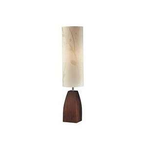 Lite Source Laramie 1 Light Table Lamp,Dark Walnut Wood/White Fabric 