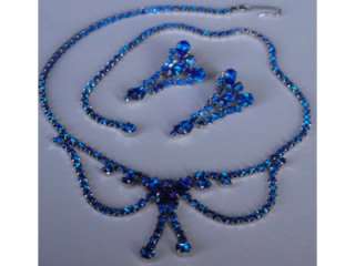 Jay Flex Sterling Bright Blue Rhinestone Necklace Set  