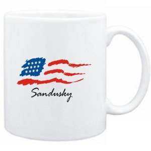  Mug White  Sandusky   US Flag  Usa Cities Sports 
