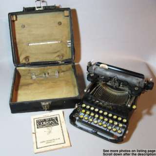 1917 Corona Folding Mini Typewriter With Case & Instructions  