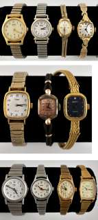 11 Womens Wristwatches Various Makers As Is Gold Filled & Siver Toned 