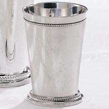 BEADED SILVER PLATE MINT JULEP CUP / FLOWER VASE  