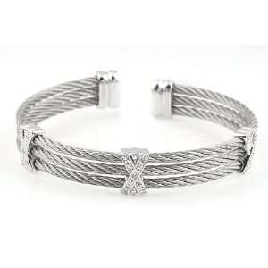   with Sterling Silver X Cuff Bracelet with Diamond Accent (0.05 cttw