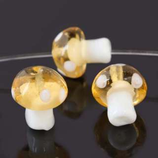 Lampwork Glass Crystal Glass Mushroom Charms Loose Bead  