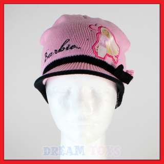 Barbie Beanie and Glove Set   Pink and Black Mattel 2 Pc Set Hat Cap 
