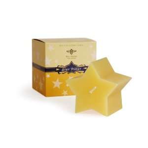   Pure Beeswax Candle, 5 Point Star Beeswax Pillar   Natural: Home