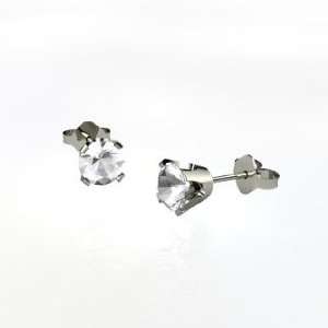   6mm Stud Earrings, Round Rock Crystal Platinum Stud Earrings Jewelry