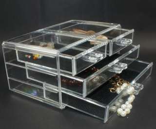 NH4 ACRYLIC LUCITE CLEAR CUBE MAKEUP COSMETIC CASE ORGANIZER  