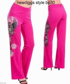 Pink Designer Yoga Pants Sweatpants Rhinesones Activewear 3 Sizes 36w 