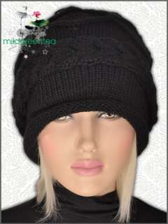 SH409 Black Warm Soft Ski Style Newsboy Beanie Hat Cap Fad Punk Gothic 