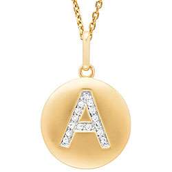 14k Yellow Gold Diamond Initial A Disc Necklace  Overstock