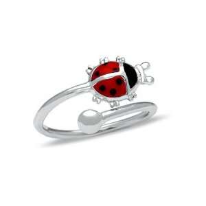   Enamel Ladybug Ring in Sterling Silver   Size 4 SS BABY JEWELRY