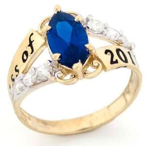  14k Gold CZ September Birthstone 2012 Graduation Ring 