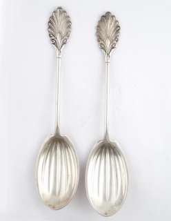 Antique Gorham Grecian 1861 Ornate Pair Sterling Silver Serving Spoons 