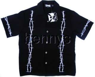 NEW Barb Wire Embroidered Biker Shirt, Dragonfly, XXL  