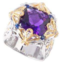   Valitutti Two tone Amethyst and Blue Sapphire Ring  Overstock