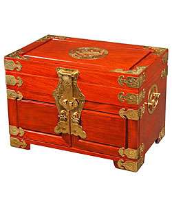 Handmade Vintage Style Golden Brass & Wood Jewelry Box  Overstock