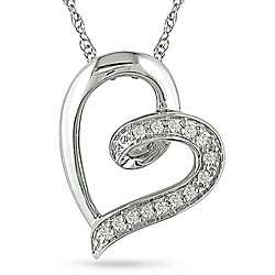 10k White Gold Diamond Heart Necklace (H I, I2 I3) Sale $111.19