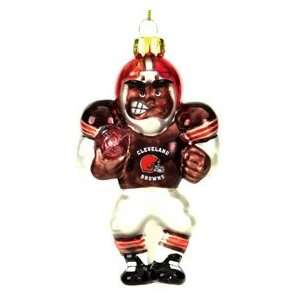 Cleveland Browns Blown Glass Football Player Ornament:  