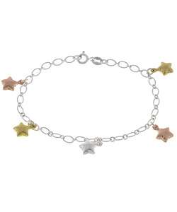 Sterling Silver Stars Tween Charm Bracelet  