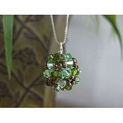   Silver Colorful Green Crystal Ball Necklace (USA)  