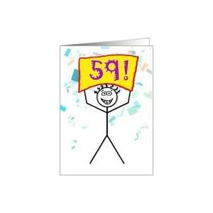    Happy 59th Birthday Stick Figure Holding Sign Card: Toys & Games