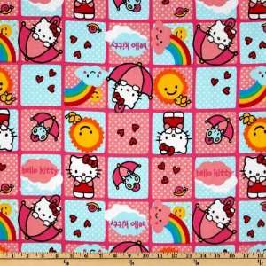  44 Wide Hello Kitty Rain Or Shine Patches Pink Fabric By 