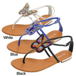 Bamboo by Journee Womens Beaded Butterfly Sandals  