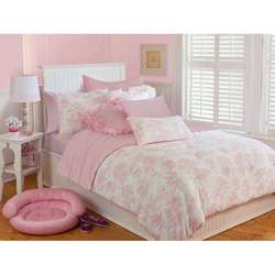 Microplush Pink Toile Twin Size 2 piece Comforter Set  